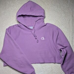 Champion Reverse Weave Lavender Cropped Hoodie Large